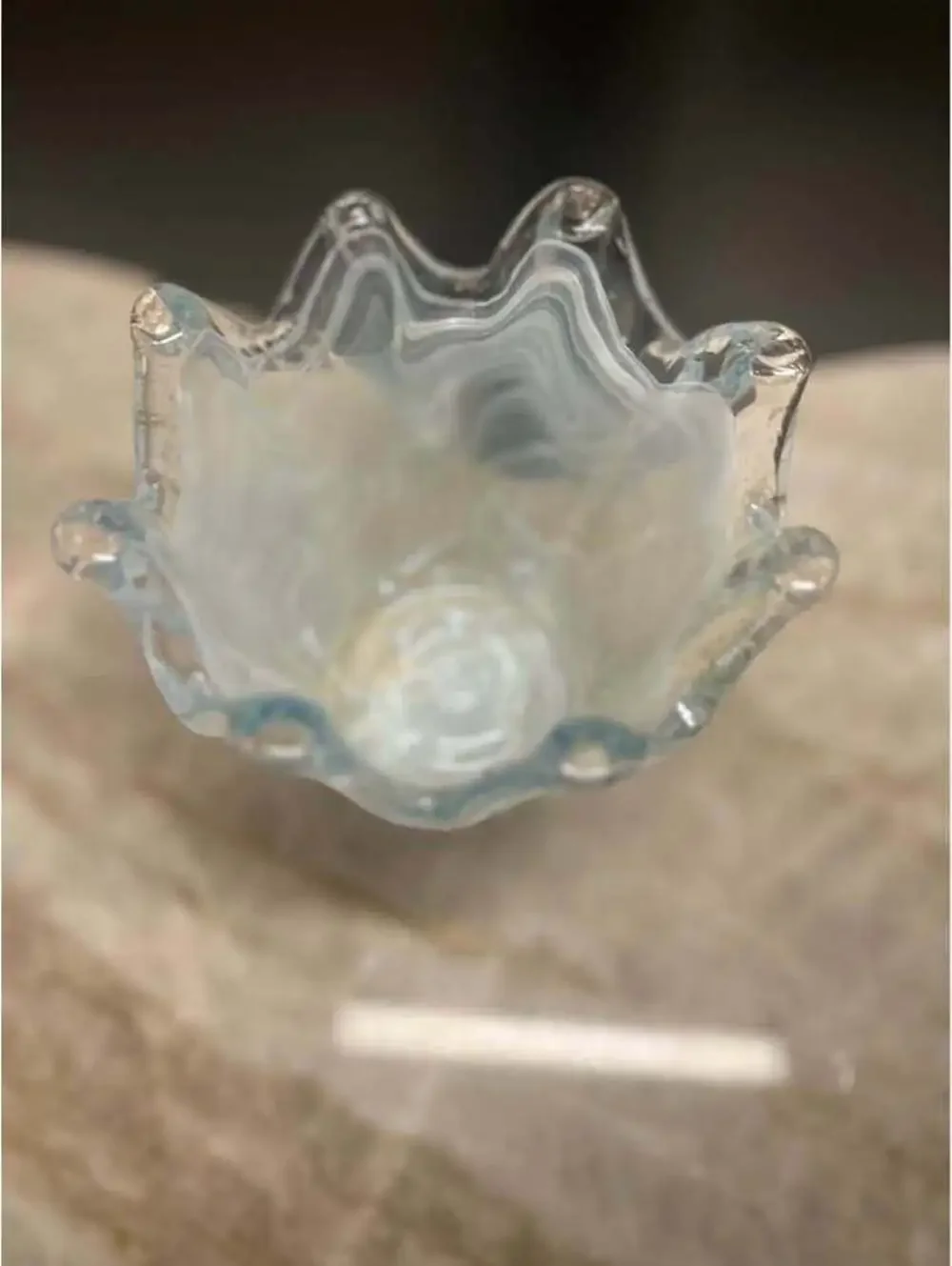 Vintage Murano-Style Hand-Blown White Swirl Handkerchief Glass Vase